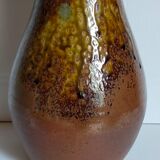 High potter's vase with flared neck with tachist enamel