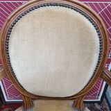 Pair of armchairs medallion Louis XV style, yellow velvet