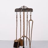 Outil de cheminée en laiton antique du 19e siècle