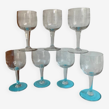 Lot de 7 verres anciens gravés