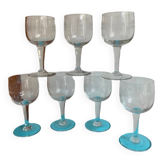 Lot de 7 verres anciens gravés