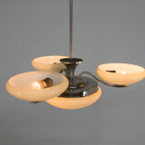 Art Deco Nickel-plating Chandelier, 1930s, Restored