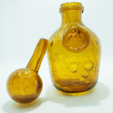 Yellow glass carafe with bubble details