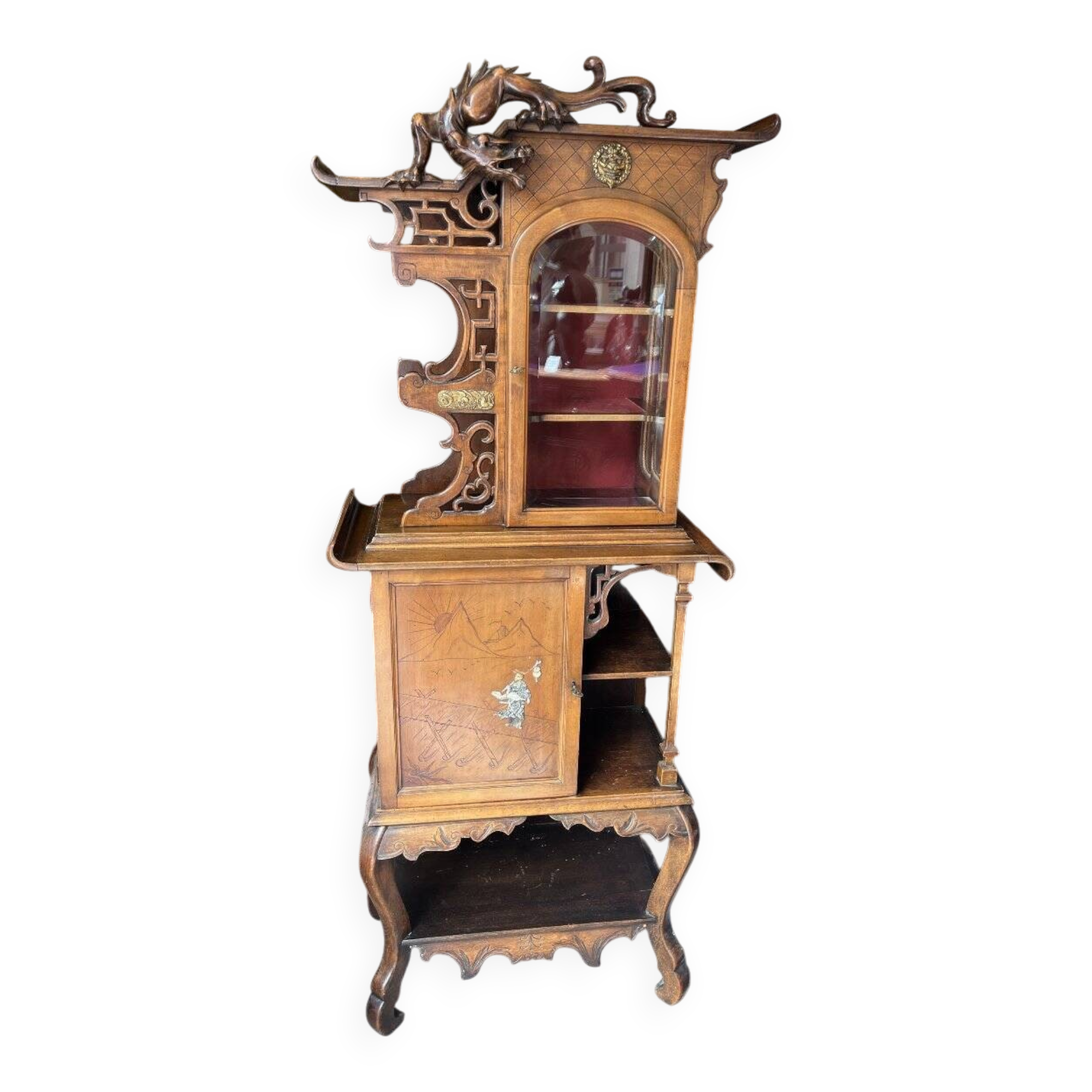 Neo-Renaissance display cabinet attributed to the creative spirit of Gabriel Viardot, circa 1890.