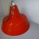 Vintage orange and white enamelled sheet metal industrial pendant light 231135