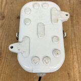 Industrial White Porcelain Wall Light with Ribbed Glass, 1970s