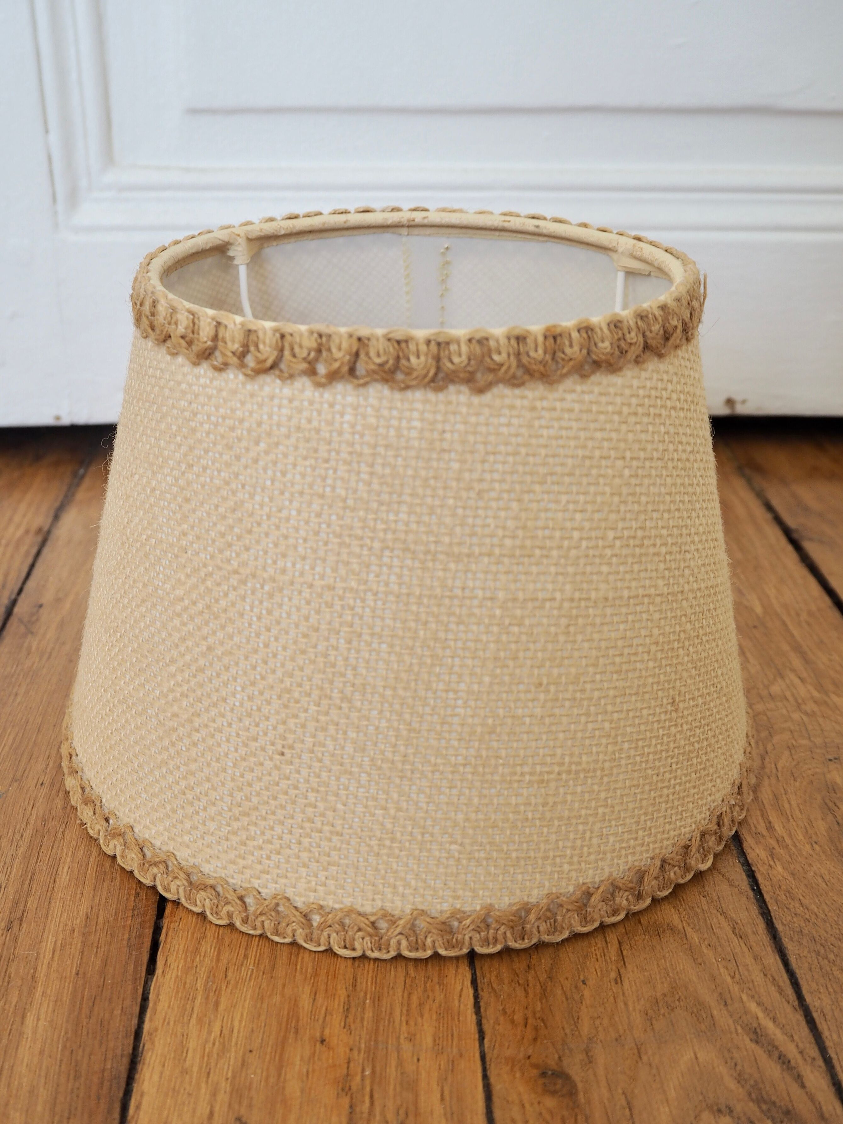 Vintage beige jute lampshade H14cm