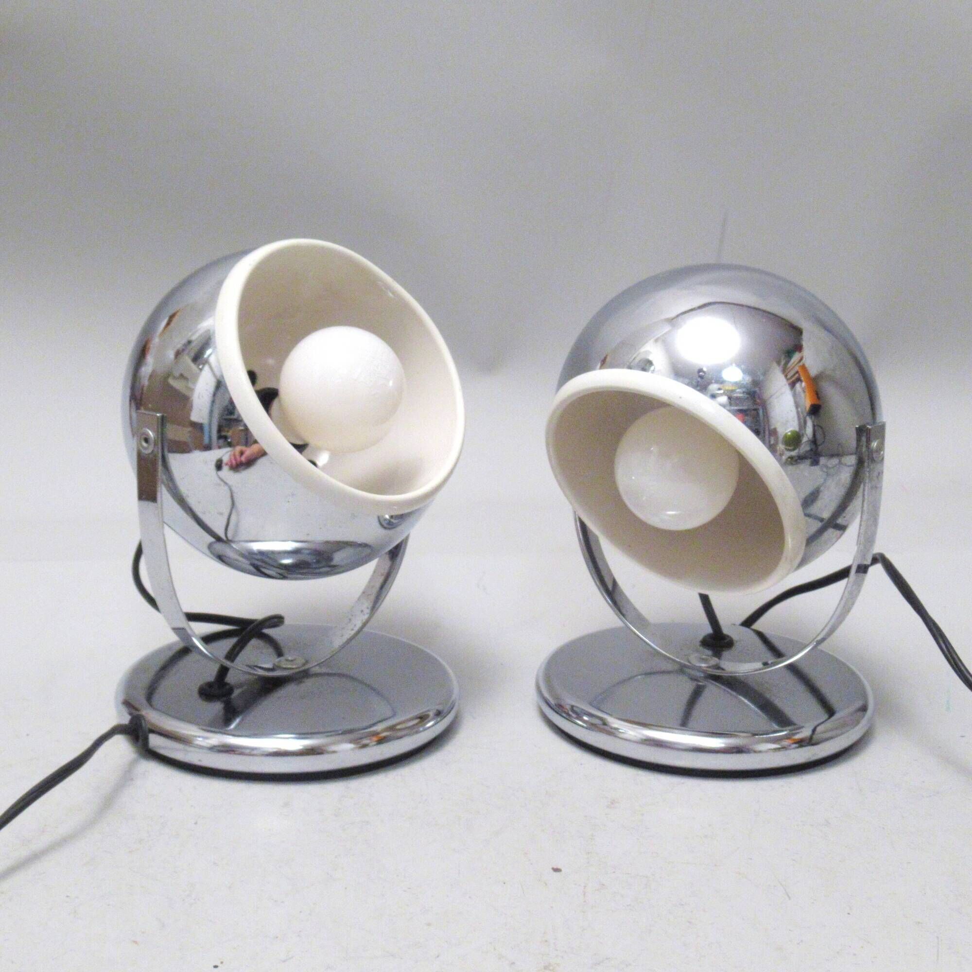 Pair of chrome ball lamps from the 1960s.