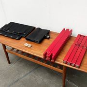 Mid-Century German Farmer Series chairs and table by Gerd Lange for Bofinger, 1960s, set of 5.