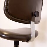 vintage swivel office chair in brown skai by Velca Legnano for Jules Wabbes