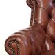 Cognac-coloured cow leather Chesterfield armchair in English style