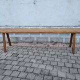 Banc en chêne massif fait main, travail d'ébéniste, 194 cm