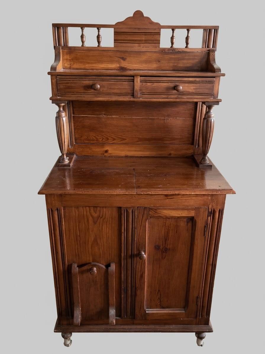 Antique kitchen furniture with built-in coal scuttle.
