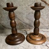 Vintage wood candle holders