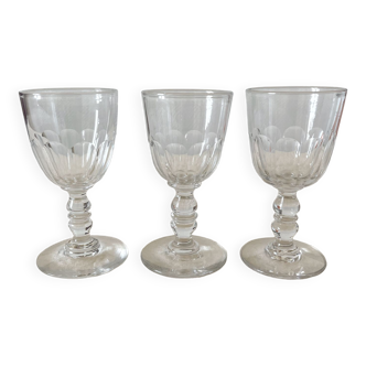 3 old crystal port stemmed glasses from the 19th century