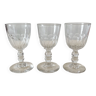 3 old crystal port stemmed glasses from the 19th century