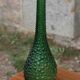 Large decorative vintage green glass carafe/bottle with relief – H57 cm
