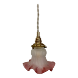 Vintage tulip ride in pink and white frosted glass