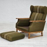 Fauteuil danoise, rembourrage original, laine de meuble verte, 1970