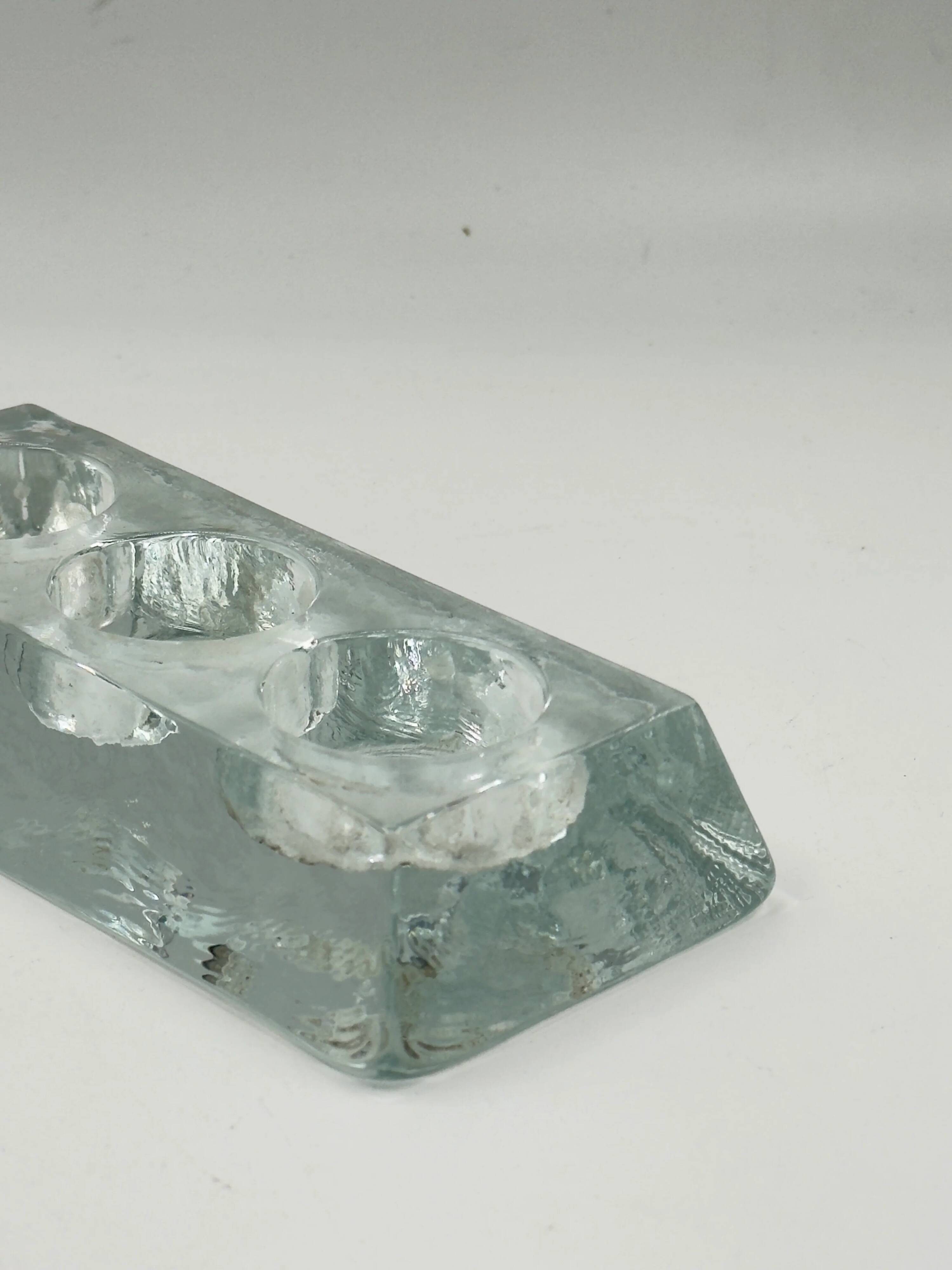 Vintage glass candle holder for 3 tea lights.
