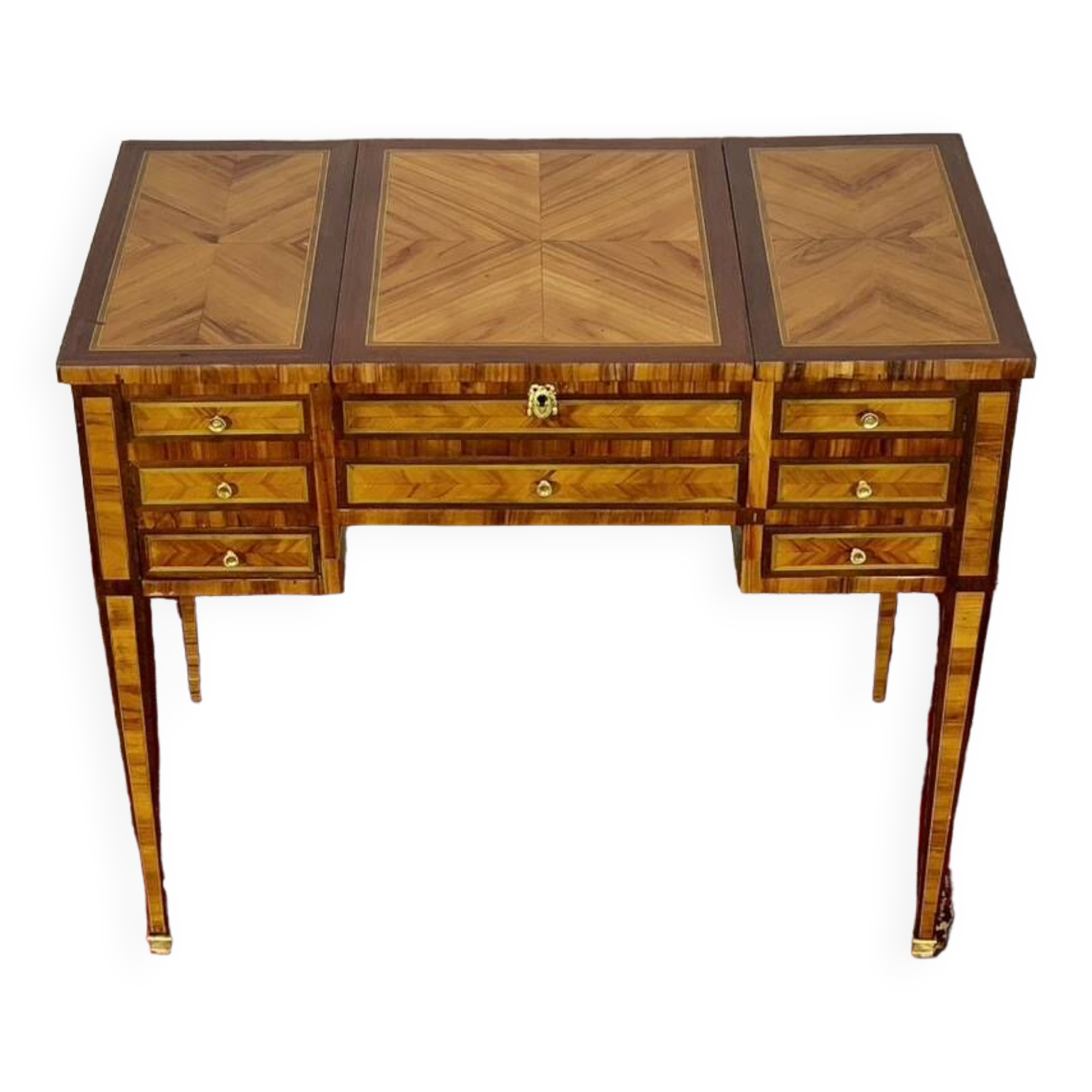 Louis XVI dressing table, rosewood and violet wood marquetry