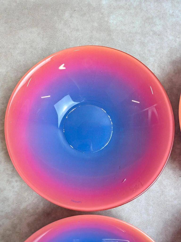 Set of 7 vintage coloured Luminarc bowls