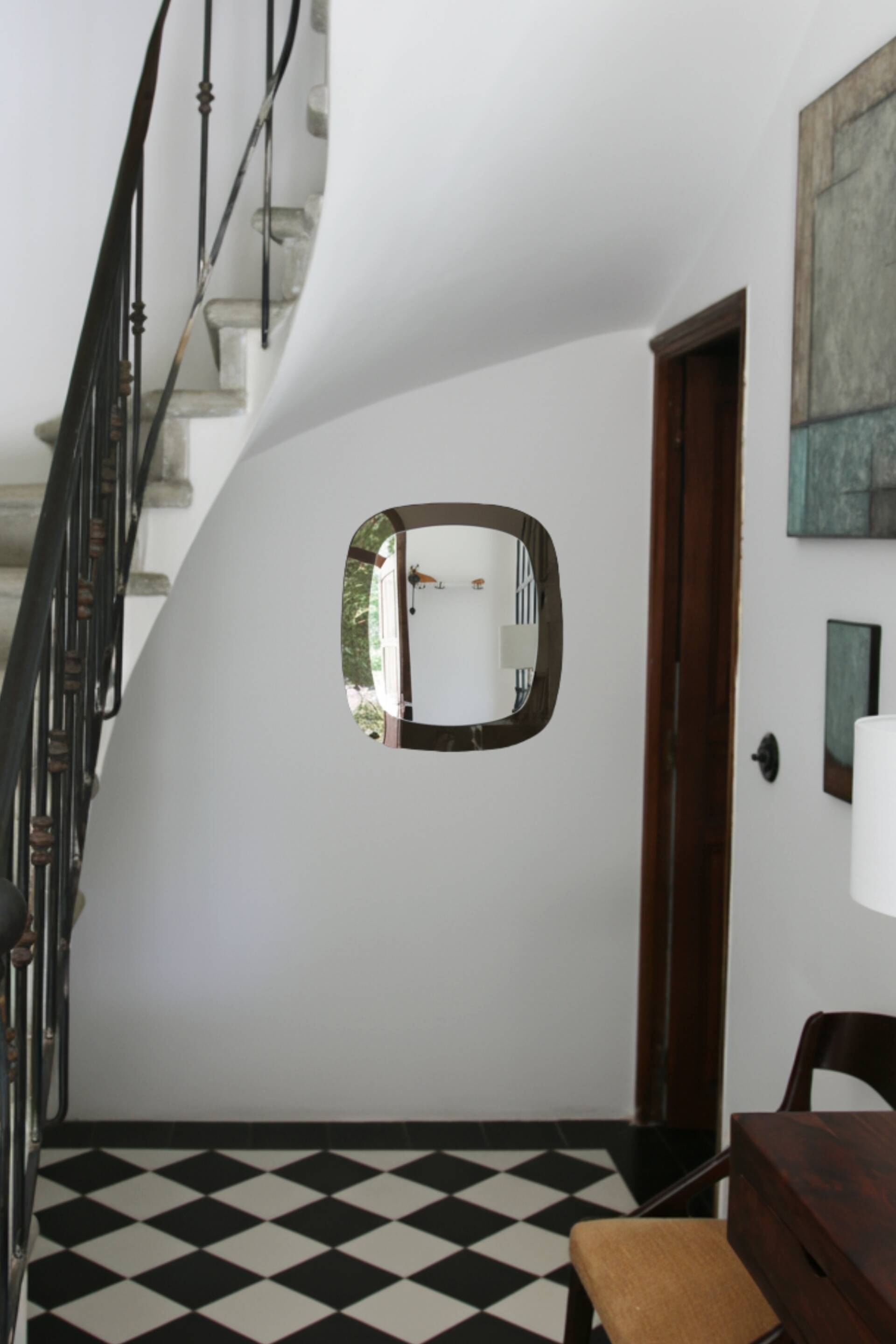 Vintage smoked mirror, 1970s