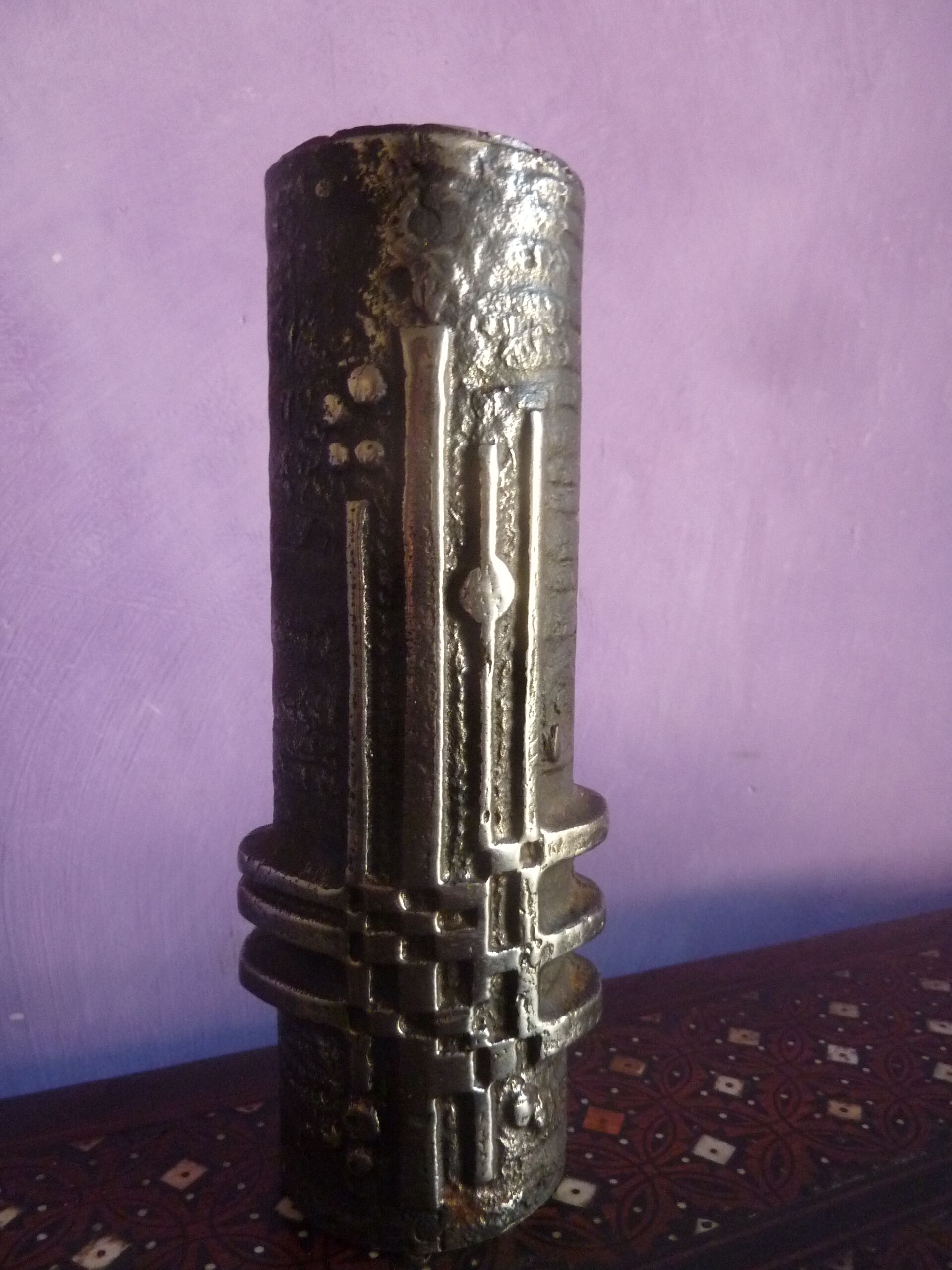 Vase brutalist Olav Joff stainless steel norway design