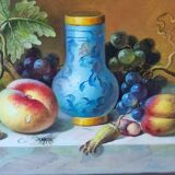 Original oil on canvas signed by Antonio De Giovan, classical still life.