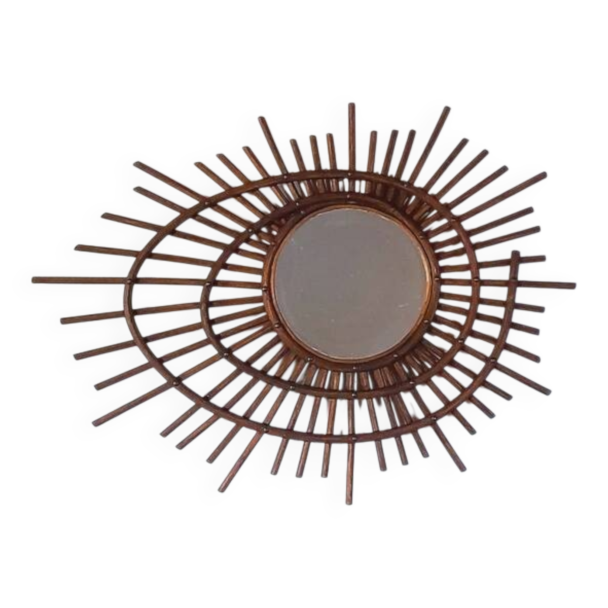 Miroir spirale en rotin 1960