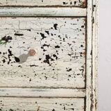 Large antique chest of drawers with white patina (circa 1920) #42