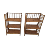 Pair of folding bamboo shelves
