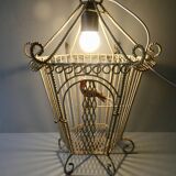 Chandelier suspension in metal, cage shape, from the 60s