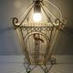Chandelier suspension in metal, cage shape, from the 60s