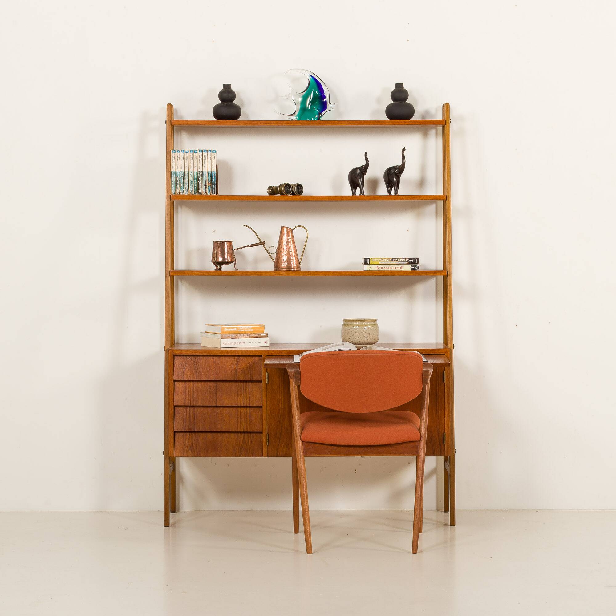 Scandinavian mid century bookcase with a desk, Sweden 1960s