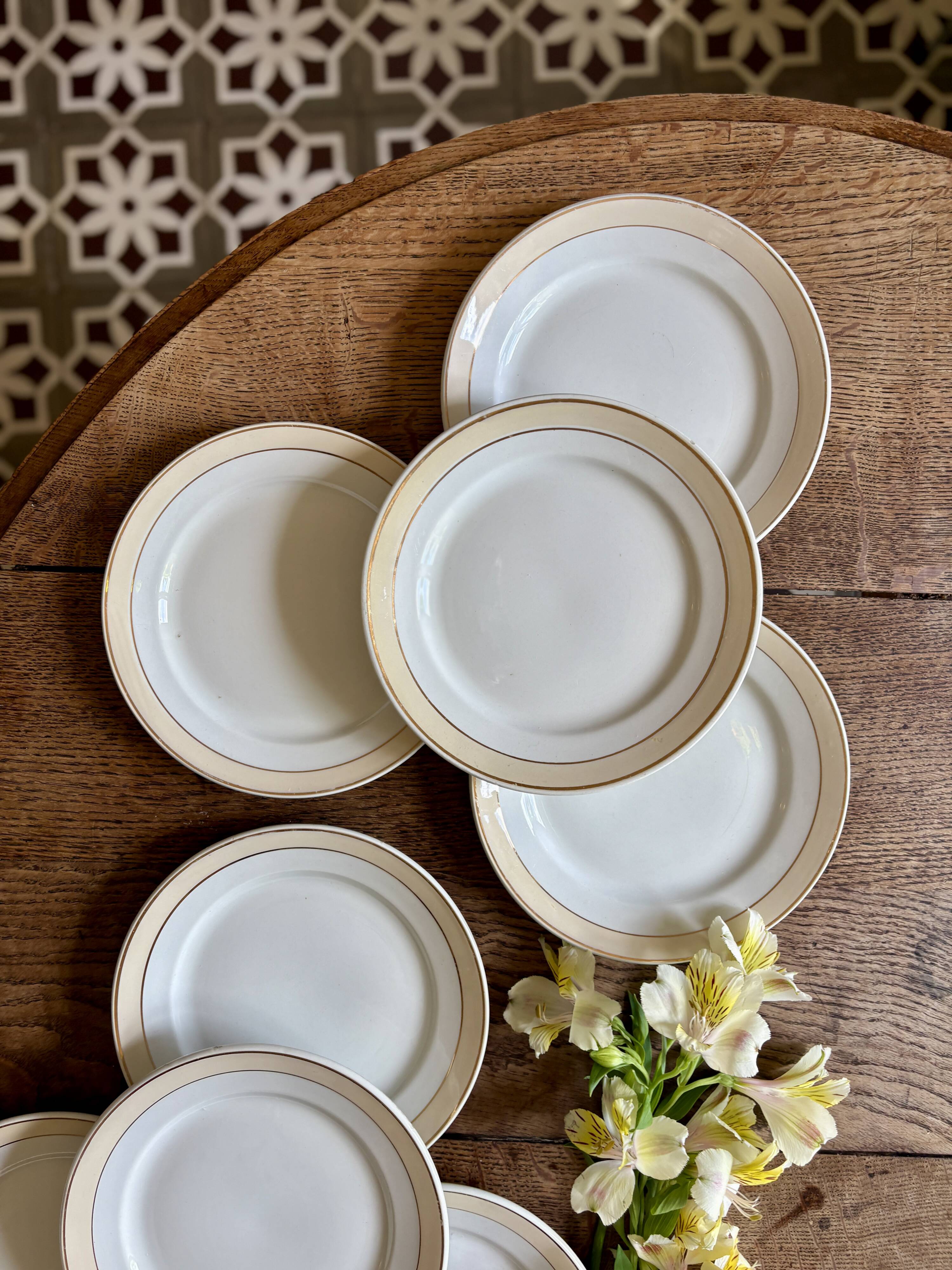 Set of 10 antique dessert plates - Auteuil from Lunéville