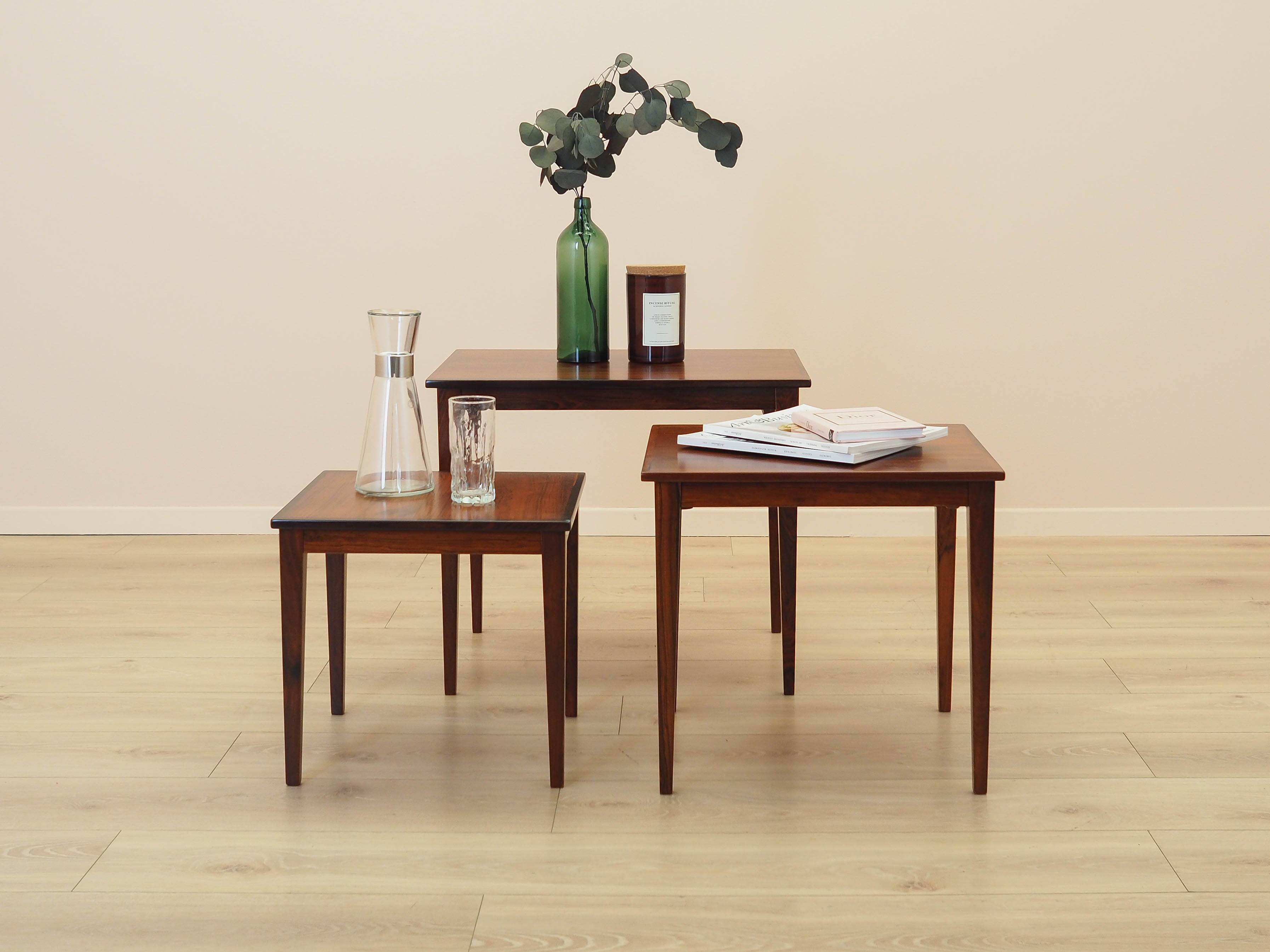 Set of three rosewood coffee tables, Danish design, 1960s, made in Denmark