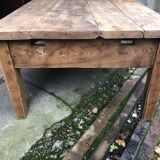Raw wood farm table coffee table