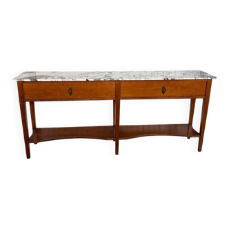 Large console in Calacatta Viola marble & solid cherry wood.