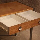 Small Desk 70 chrome leg laminated wood 2 drawers dressing table