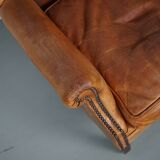 Vintage Dutch cognac coloured leather club chair