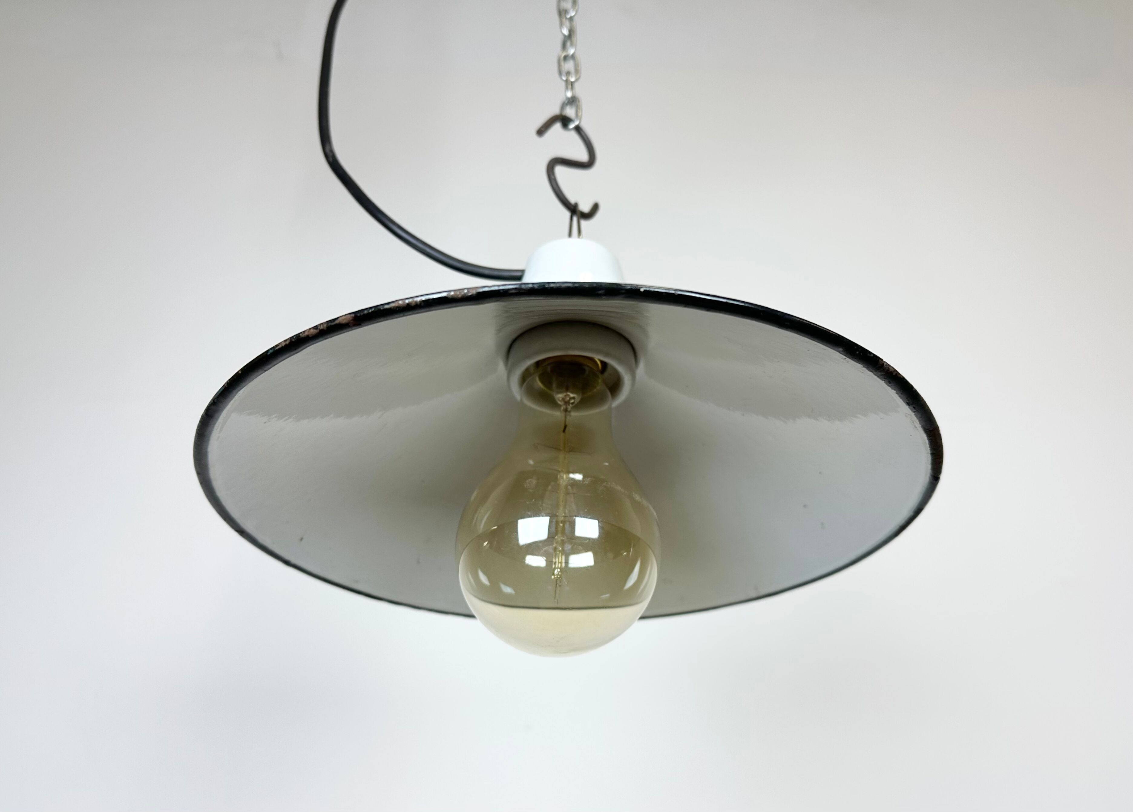 Industrial petrol enamel pendant light, 1970s