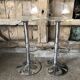 Pair Stool Foot Bar Tulip Metal Chrome + Seat Plexi Transparent Vintage