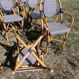Lot of 5 bistro chairs type "Parisian" white and blue