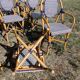 Lot de 5 fauteuils bistrot de terrasse type "parisienne" blanc et bleu