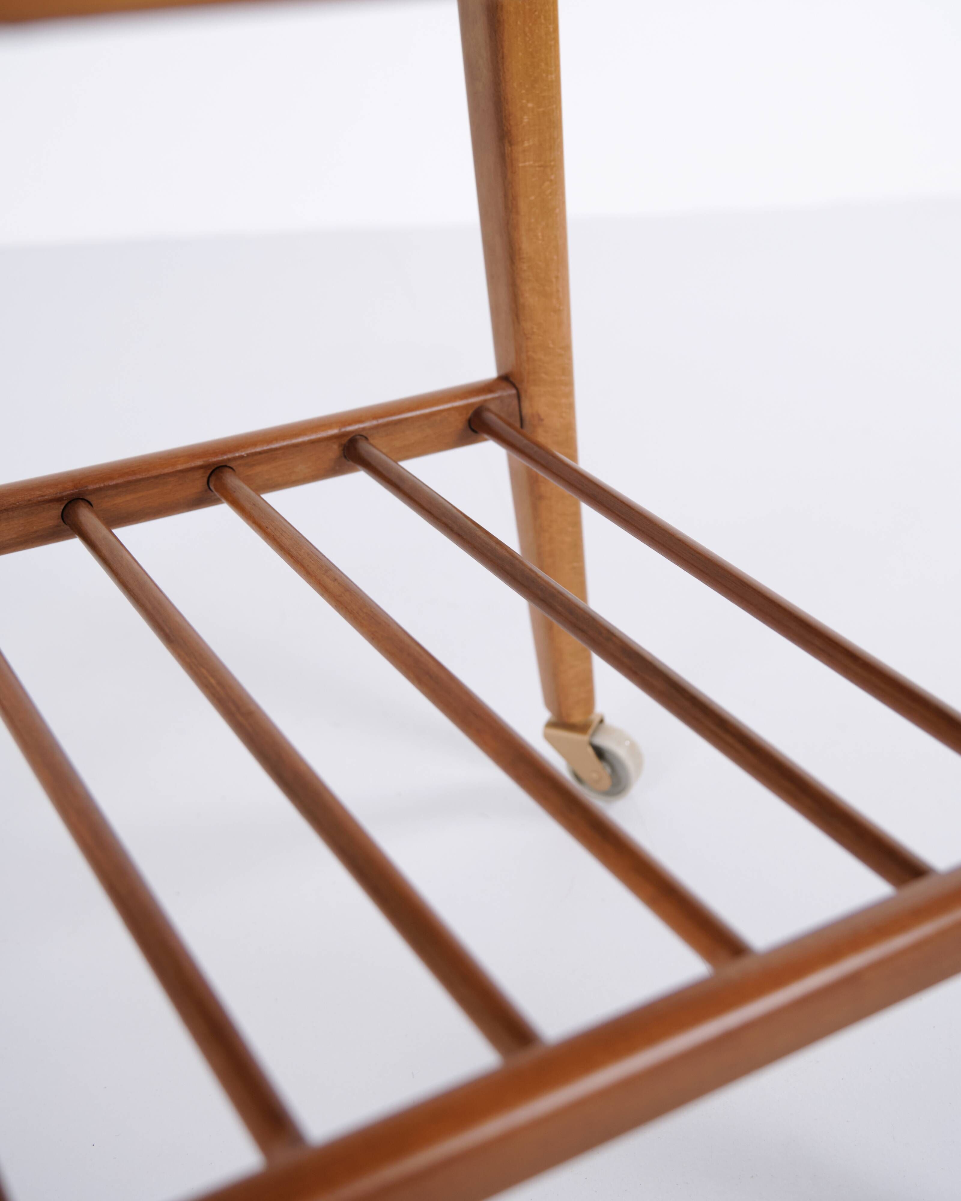 Side table with shelf on wheels - teak - Danish design - 1960s