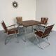 Vintage folding garden set table 4 chairs wood and metal 1960