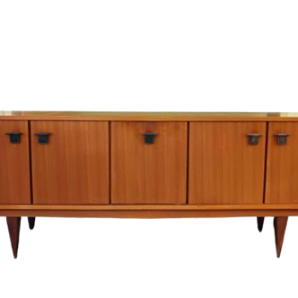 Sideboard with compass legs and leather by Malora 1955
