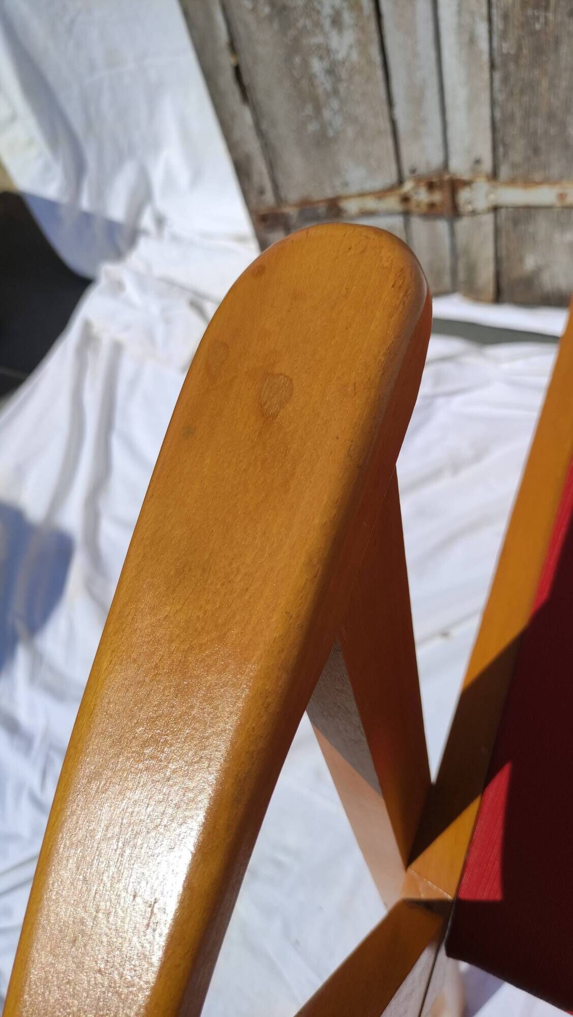 Pair of wooden armchairs and skaï foot compass of the 50s
