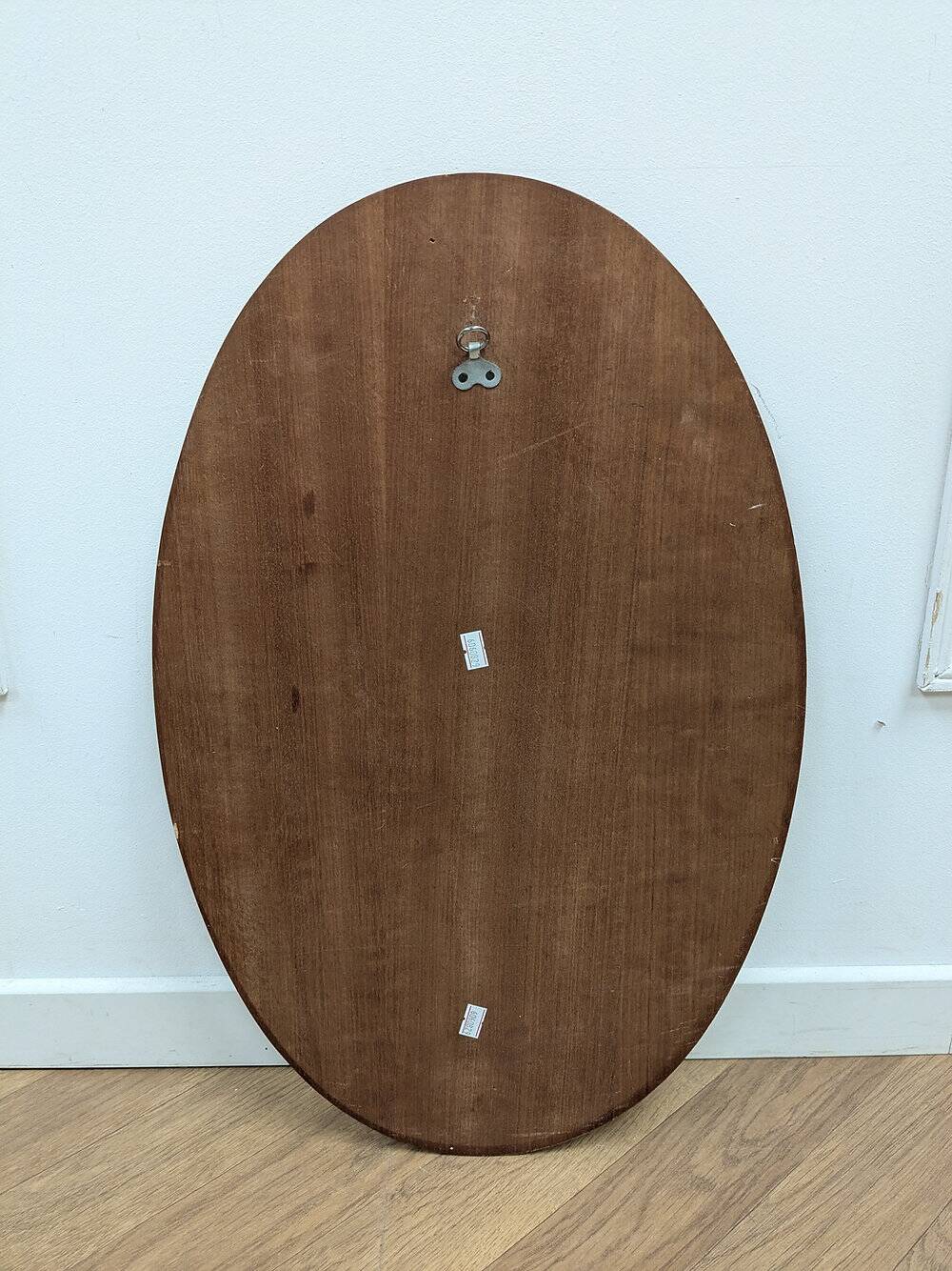 Miroir ovale scandinave en teck – années 60